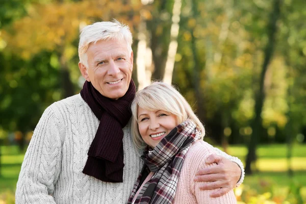 Sonbahar park sevimli yaşlı çift