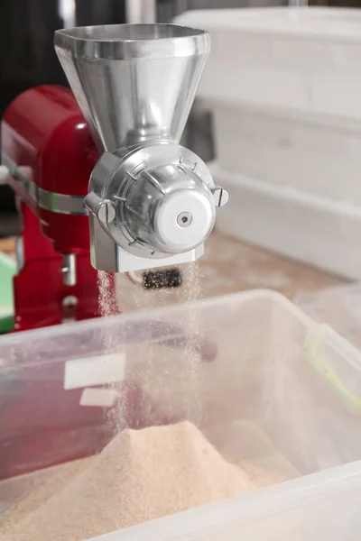 Grinding flour with special appliance