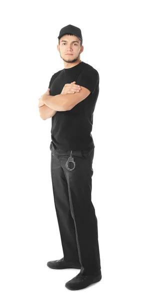 Male security guard on white background — Stock Photo, Image