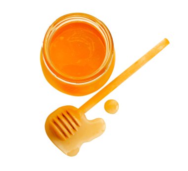 kavanoz bal ile üzerine beyaz izole Kepçe