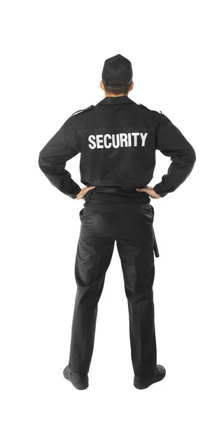 Férfi biztonsági őr, fehér háttér — Stock Fotó
