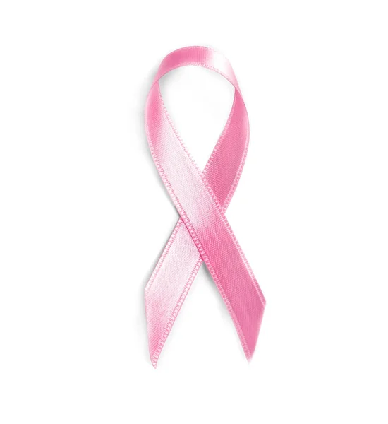 Nastro rosa su sfondo bianco. Concetto di sensibilizzazione sul cancro al seno — Foto Stock