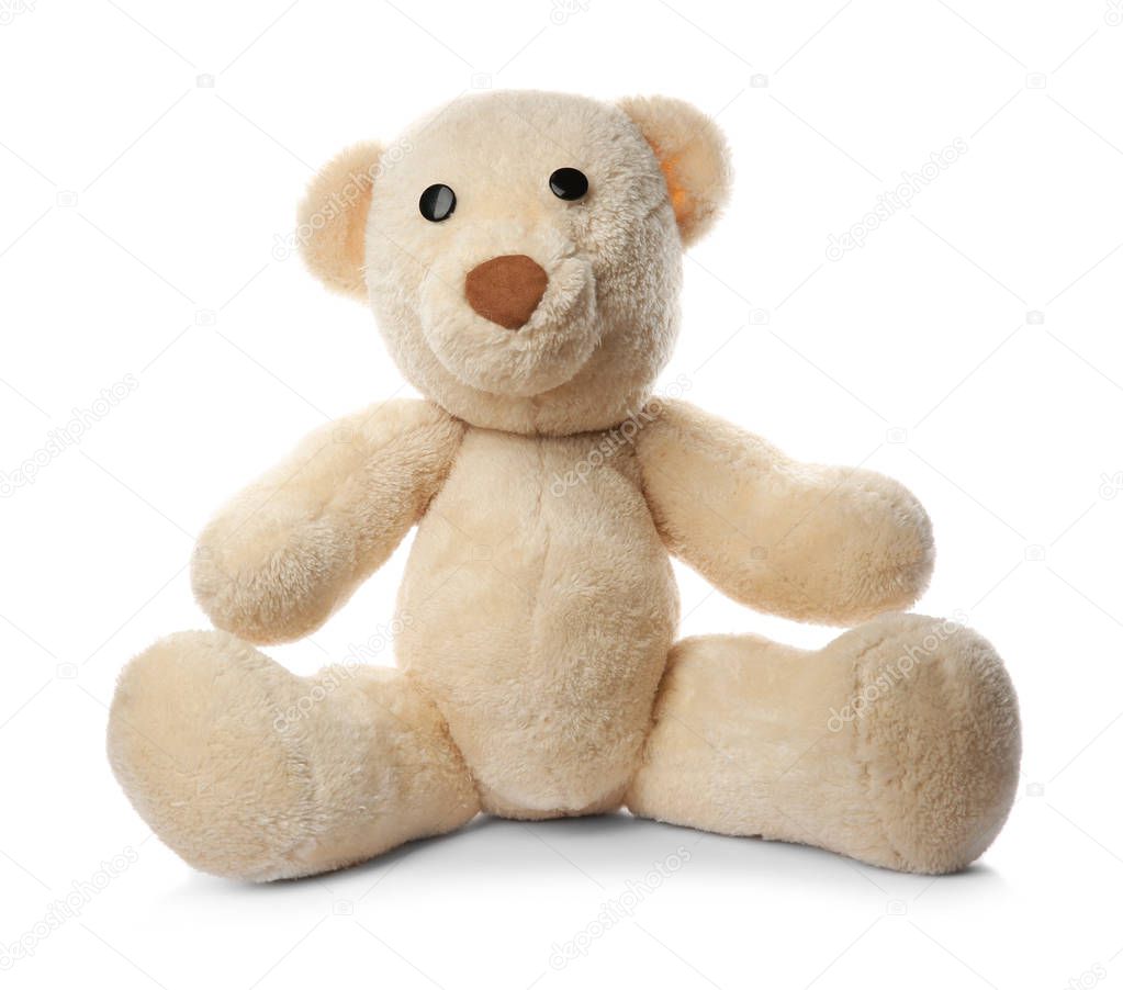 Cute teddy bear on white background