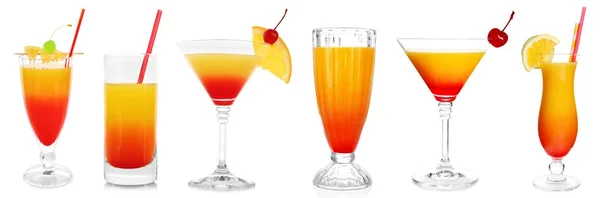 Set of different serving of popular cocktail Sex on the Beach on white background — Stock Photo, Image