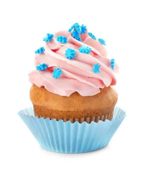 Cupcake saporito su bianco — Foto Stock