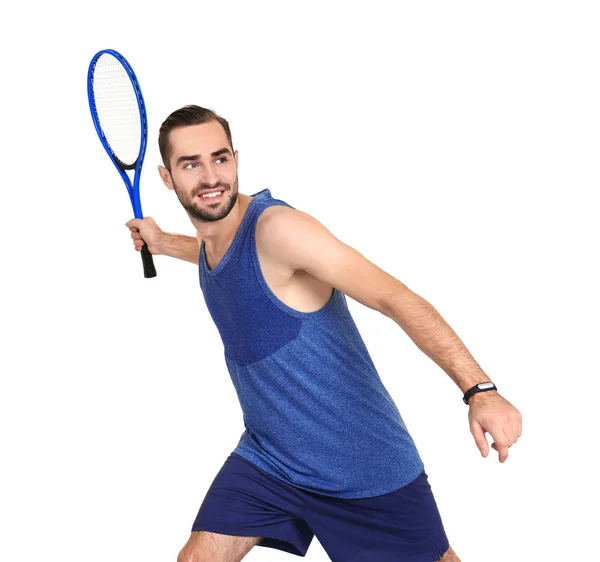 Homem com raquete de tênis — Fotografia de Stock
