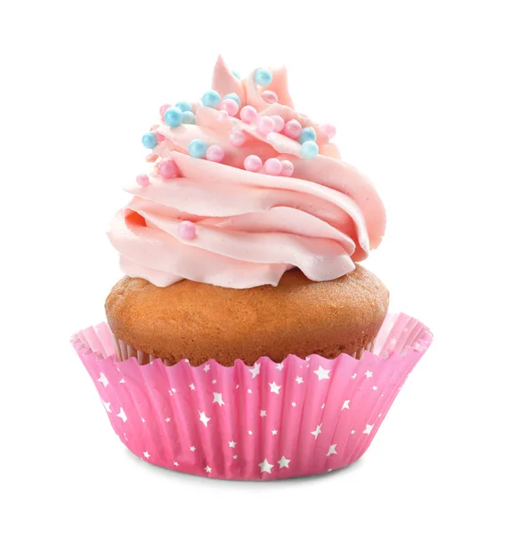 Cupcake saporito su bianco — Foto Stock