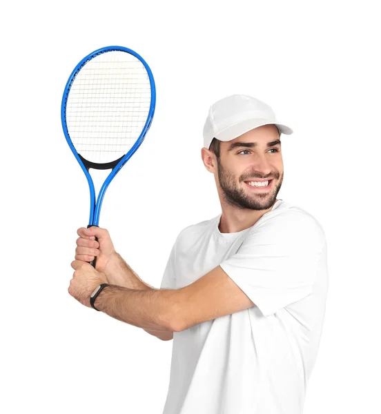 Hombre con raqueta de tenis — Foto de Stock