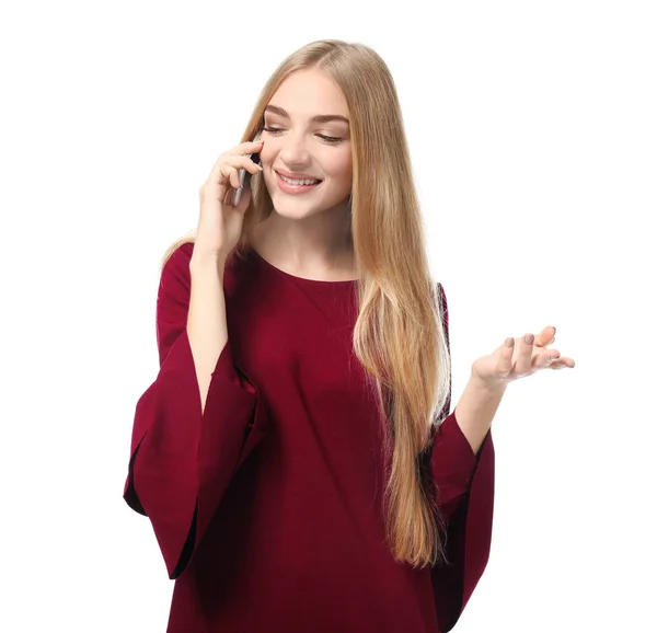 Mujer hablando por teléfono móvil — Foto de Stock