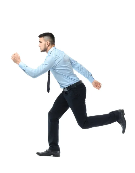 Hombre con ropa formal corriendo — Foto de Stock