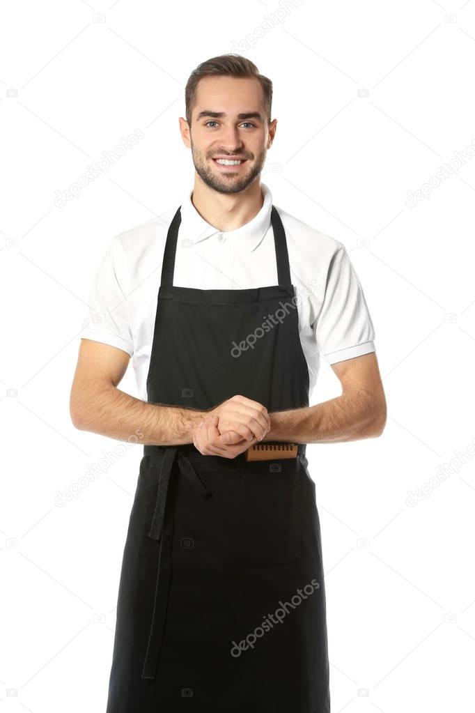 Handsome waiter on white 