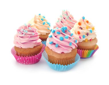 Beyaz üzerine lezzetli kek 