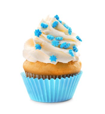 Beyaz üzerine lezzetli kek 