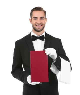 Menü ile yakışıklı garsonu