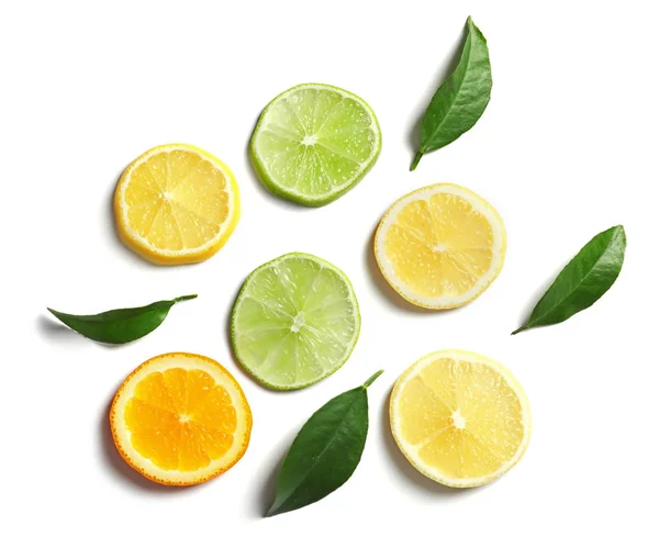 Fatias de limão, limão e laranja — Fotografia de Stock