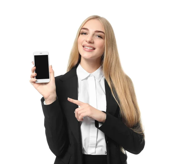 Femme d'affaires avec téléphone portable — Photo