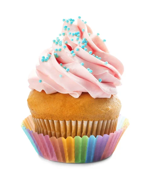 Tasty cupcake on white — Stock Photo, Image