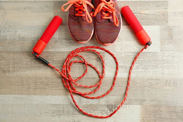 Jumping rope and sneakers