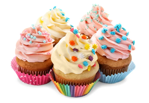 Cupcakes saborosos em branco — Fotografia de Stock