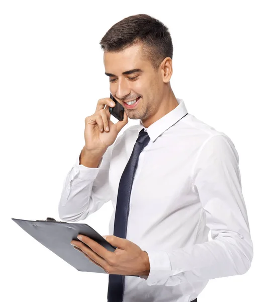 Businessman talking on phone — Stock Photo, Image