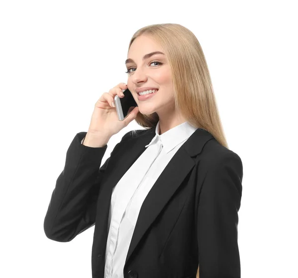 Empresaria hablando por teléfono móvil — Foto de Stock