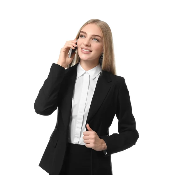 Femme d'affaires parlant par téléphone portable — Photo