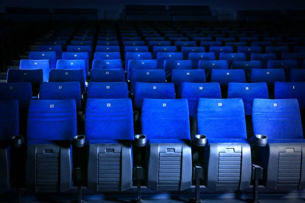 Sièges Bleus Confortables Dans Salle Cinéma Vide — Photo