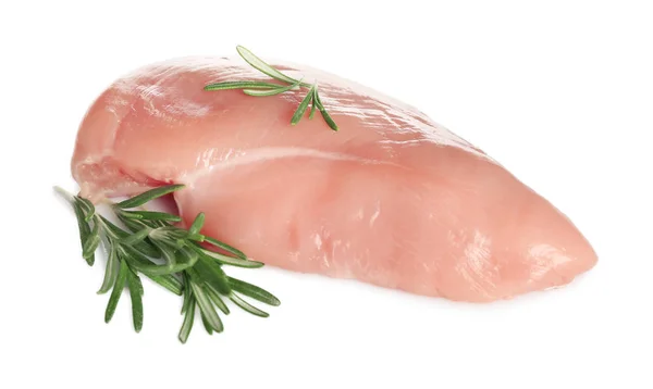 Raw Chicken Fillet Rosemary White Background — Stock Photo, Image