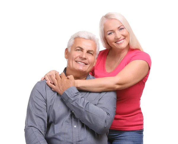 Ältere Glückliches Paar Vor Weißem Hintergrund — Stockfoto