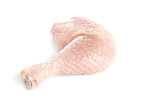 Cuisse Poulet Crue Sur Fond Blanc — Photo