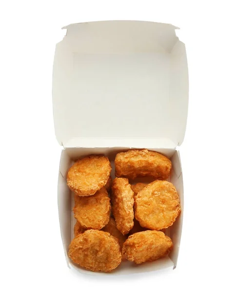 Pudełko Tasty Chicken Nuggets Białym Tle — Zdjęcie stockowe