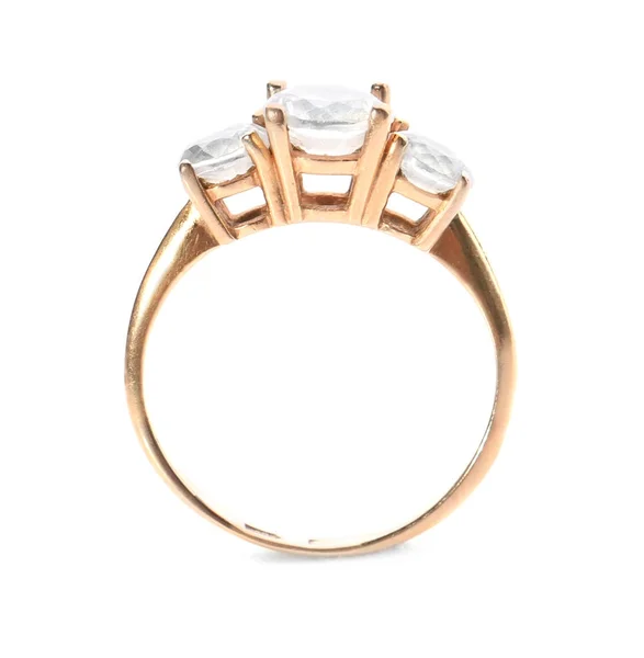 Piękny pierścionek zaręczynowy na białym tle — Zdjęcie stockowe