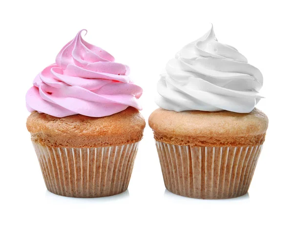 Deliziosi cupcake su sfondo bianco — Foto Stock