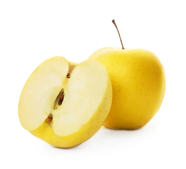 Ripe Yellow Apples White Background — Stock Photo, Image