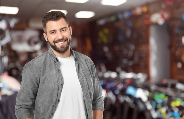 Owner of business at his bicycle shop — Stock Photo, Image
