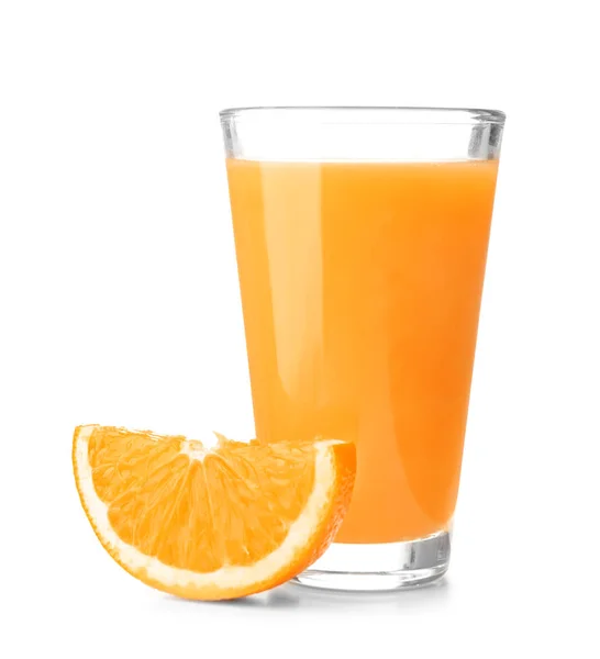 Sklenice Čerstvé Pomerančové Šťávy Bílém Pozadí — Stock fotografie