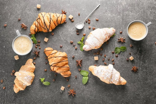 Delicious Sweet Croissants Dark Background — Stock Photo, Image