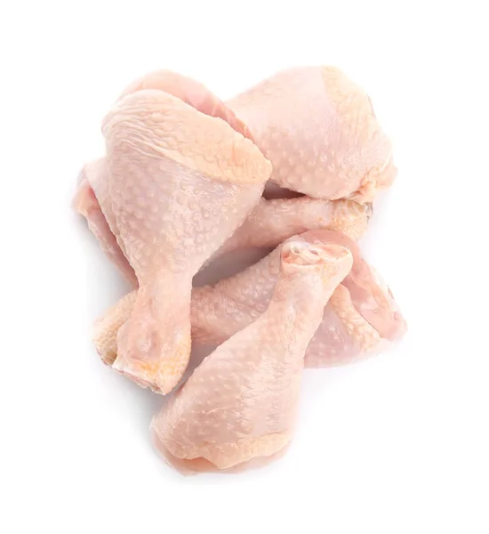 Pernas Frango Cru Fundo Branco — Fotografia de Stock