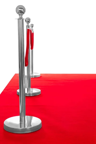 Red Carpet Rope Barrier White Background — Stock Photo, Image