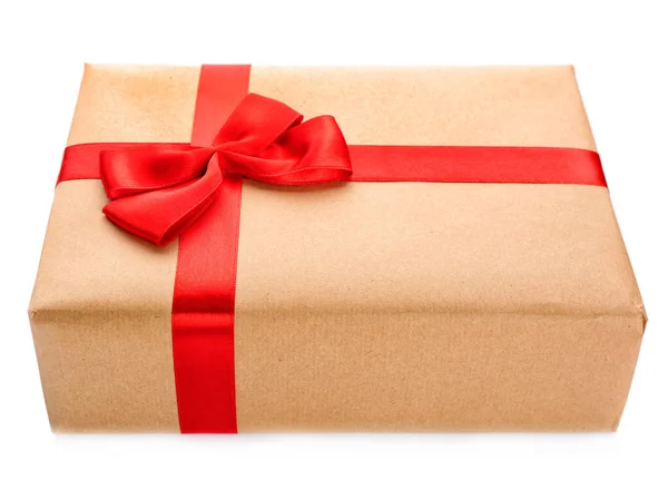 Parcel Gift Box White Background — Stock Photo, Image