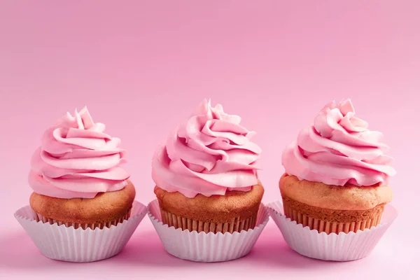 Lekkere Cupcakes Kleur Achtergrond — Stockfoto