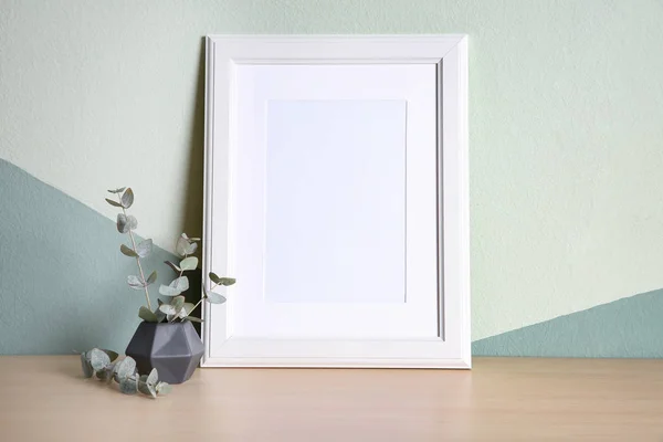 Mockup of blank frame on color background — Stock Photo, Image