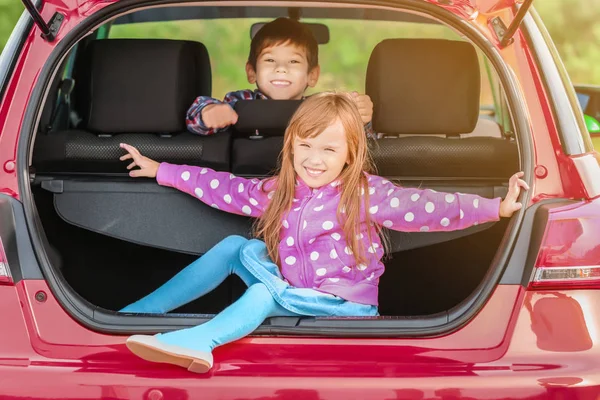 Cute children in modern car — Stock Photo, Image