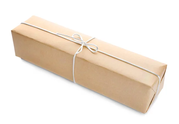 Parcel Gift Box White Background — Stock Photo, Image