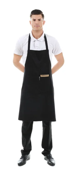 Handsome Waiter Posing White Background — Stock Photo, Image