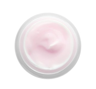 Beyaz arka plan üzerinde vücut kremi ile jar