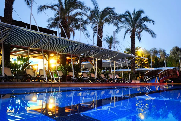 Empty pool at luxury tropical resort