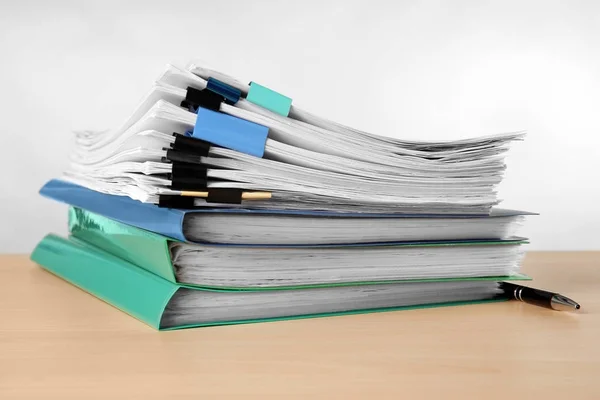 Stack Documents Table Light Background — Stock Photo, Image