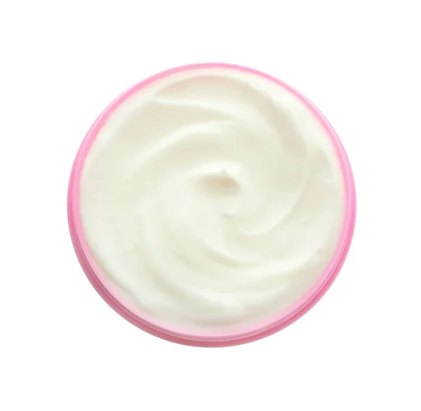 Jar with body cream on white background — Stock Photo, Image