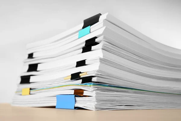 Stack Documents Table Light Background — Stock Photo, Image